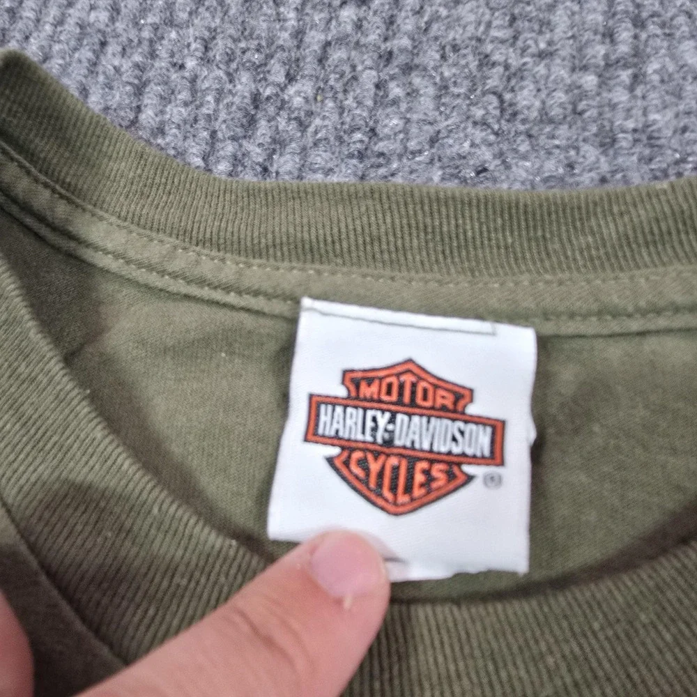 Harley-Davidson Shirt Mens XL Green Flag‎ We Support Our Troops Timms SC